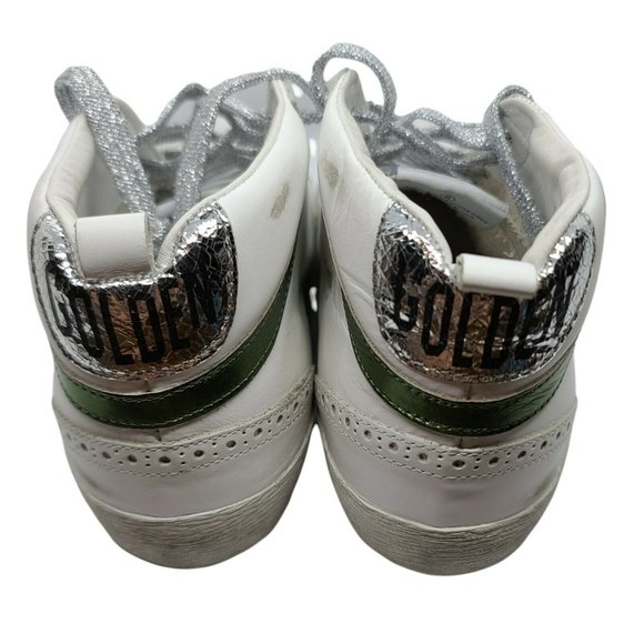 Golden Goose Size 40 Midstars BNIB White, Green Bronze Accents Retail 605 - Picture 4 of 12